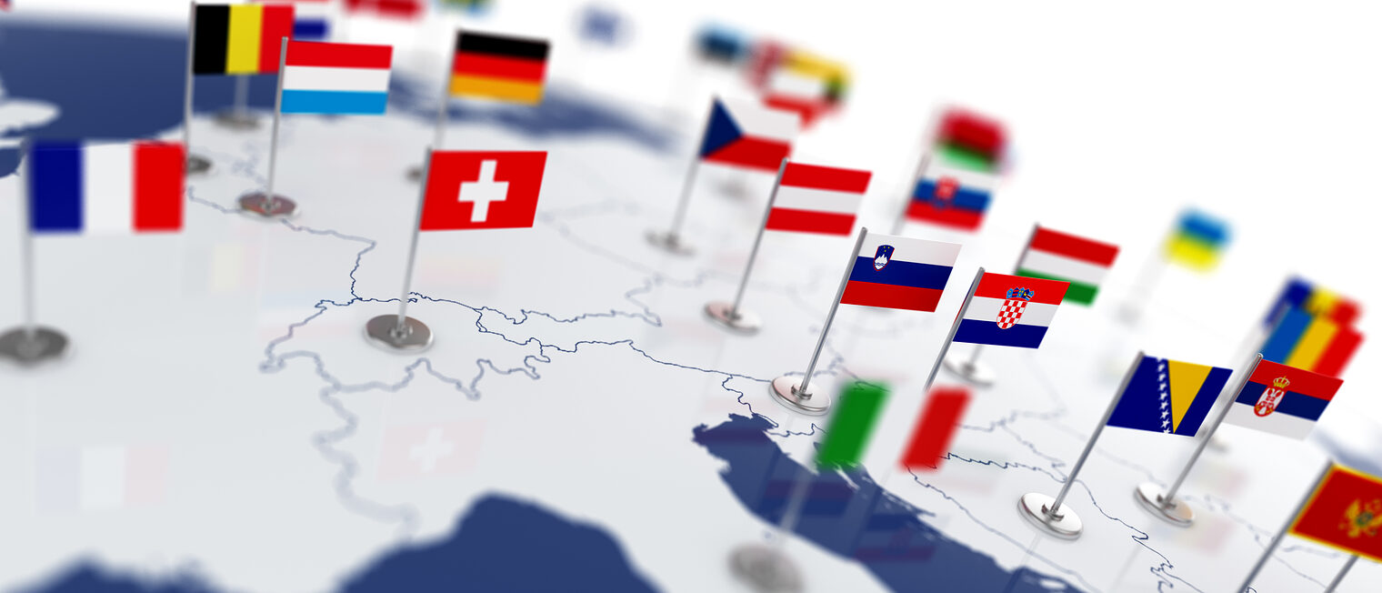 Europe map with countries flags. Shalow focus 3d illustration isolated on white background Schlagwort(e): 3d, atlas, austria, blue, border, business, cartography, concept, continent, country, design, earth, economy, england, eu, europe, european, finland, flag, france, geography, germany, global, globe, greece, illustration, international, ireland, isolated, italy, kingdom, land, location, map, nation, national, politics, rendering, romania, spain, sweden, symbol, travel, uk, union, united, white, world